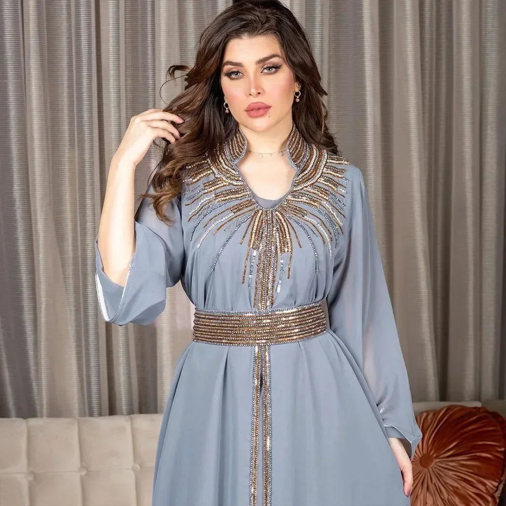 Floral Bedruckte Abaya Arabisch Langes Kleid Frauen Muslimischen Marokkanischen Kaftan Robe Golf Jalabiya Dubai Islam Türkei Kleider Ramadan Kleid.