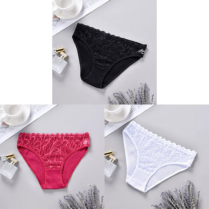3PCS Cotton Solid Color Women's Panties Breathable Skin-friendly Women's Underwear Home Comfortable Soft Sexy Ladies' Lingerie.