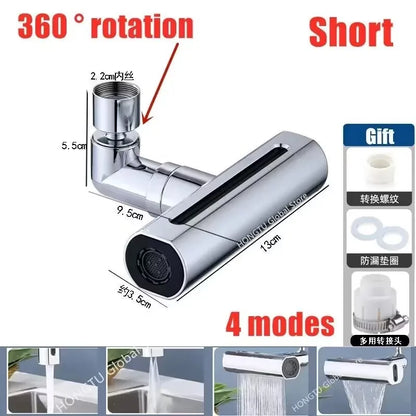 4 in 1 Kitchen Faucet Sprayer Anti-splash Pressurized Bubbler Multi Functional 360 ° Rotation Waterfall Faucet Home Accessories