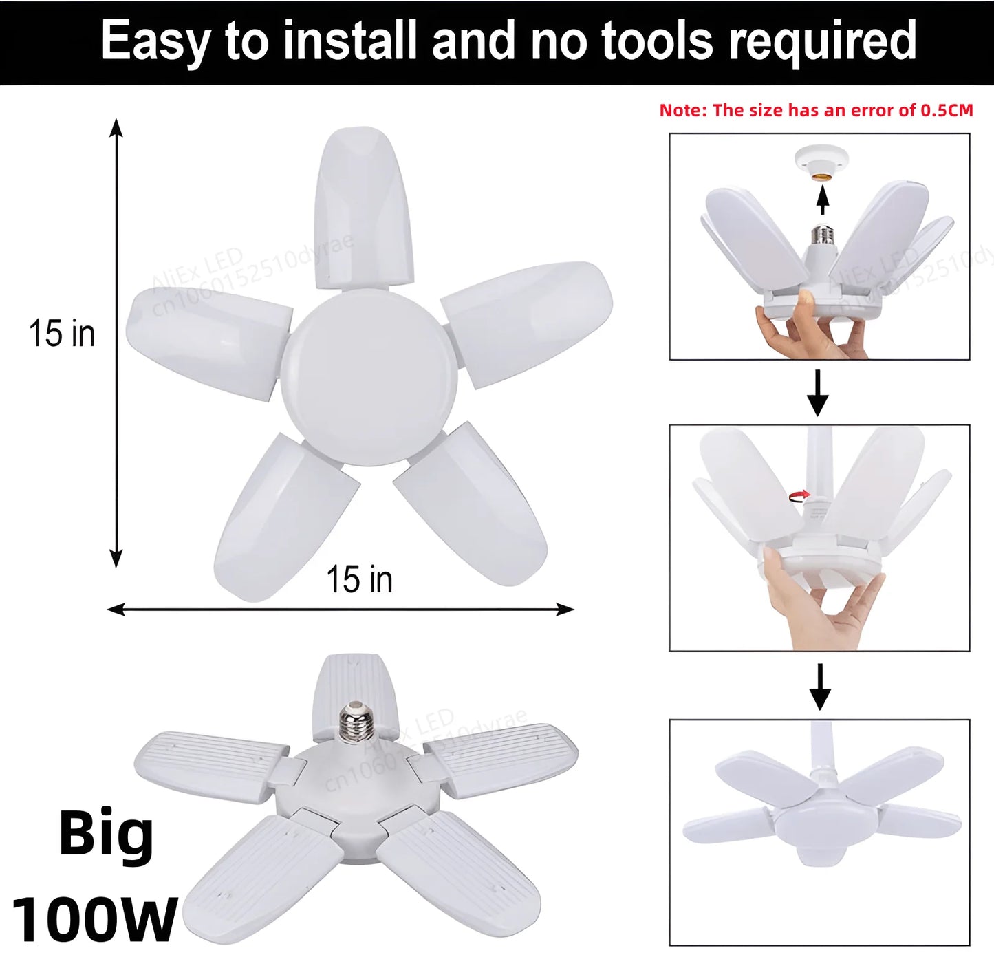 60W 100W E27 Led-lampe Fan Blade Timing Lampe 220V 110V Faltbare Led Industrielle Glühbirne Lampe für Home Decke Licht Garage Licht.