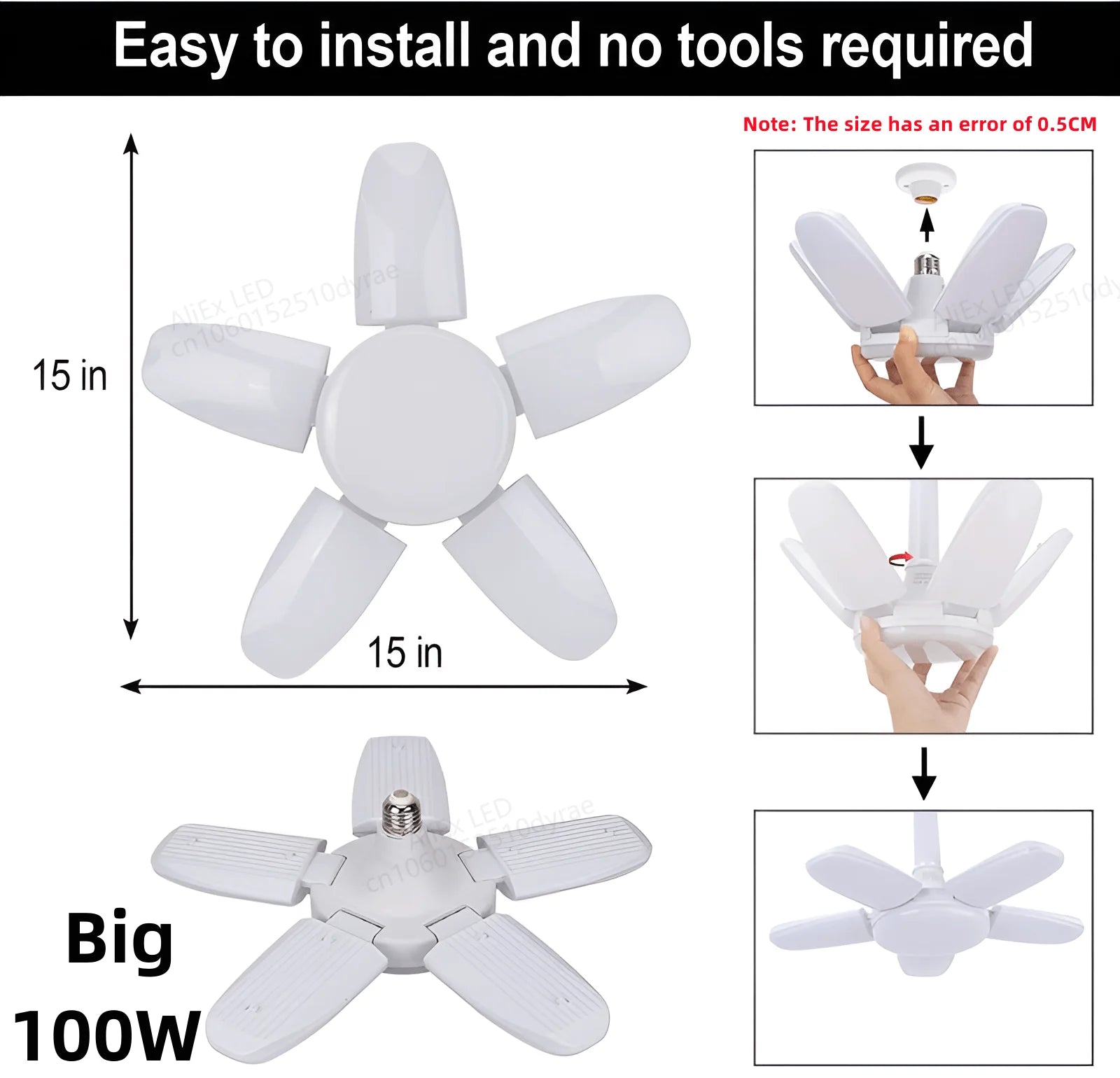 60W 100W E27 Led-lampe Fan Blade Timing Lampe 220V 110V Faltbare Led Industrielle Glühbirne Lampe für Home Decke Licht Garage Licht.