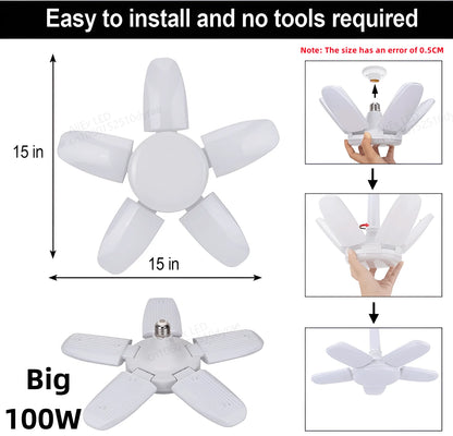 60W 100W E27 Led-lampe Fan Blade Timing Lampe 220V 110V Faltbare Led Industrielle Glühbirne Lampe für Home Decke Licht Garage Licht.