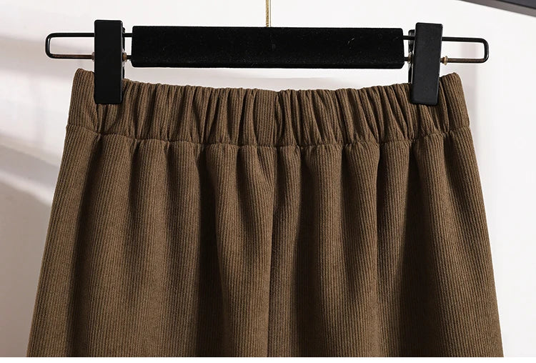 2025 Autumn Winter Plus Size Skirts Women High Waist Solid A-line Skirt Back Slit Korean Thick Elegant Fleece-lined Style Skirts.