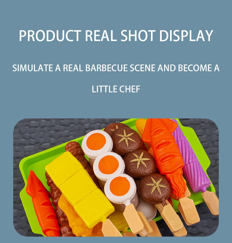 Baby Dress Up Kitchen Toys BBQ Set Kids Simulated BBQ Cookware Cooking Simulated Food Cosplay Educational Gift Toys.