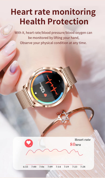 2025 New Smart Watch For Women AMOLED Screen Watches IP68 Waterproof Heart Rate Monitor Ladies Call Smart watch For Android ios.