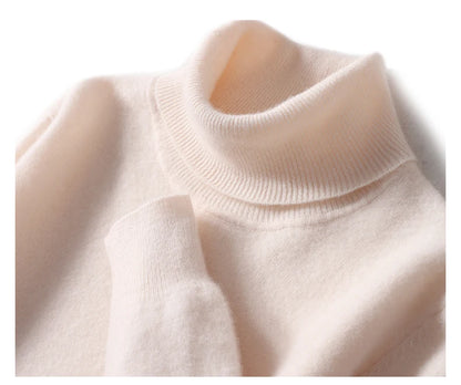 Men's Turtleneck 100% Pure Wool Sweater Men 2024 Autumn and Winter Large Size Loose Knitted Sweater Keep Warm Tops Men Jumper.