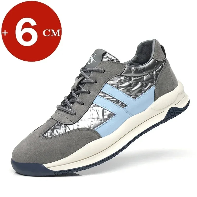 Genuine Leather Lift Sneakers Men Height Increase Insoles 6/8cm High Quality Elevator Shoes Comfortable Breathable Casual Sports