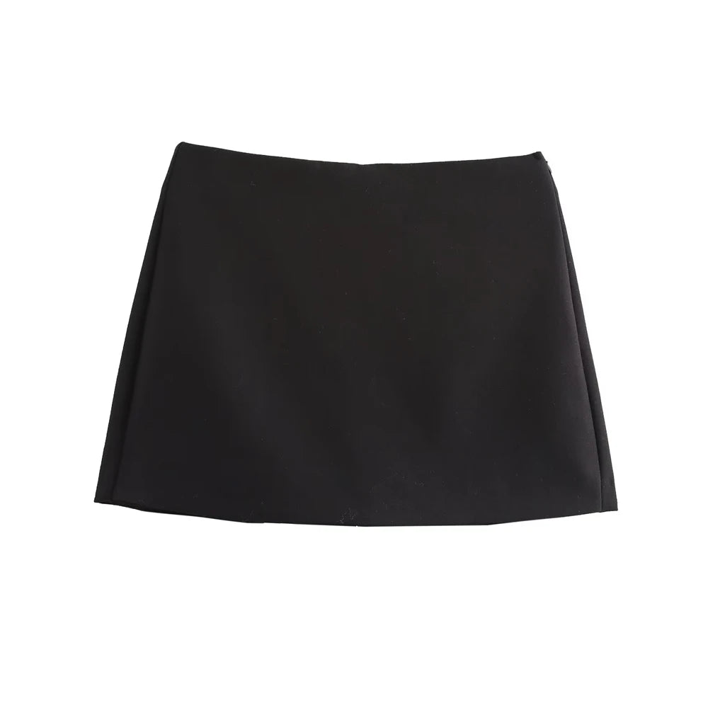 High Waist Solid Skort for Women Fashion Side Zipper Female Shorts Skirts Mujer.
