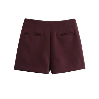 High Waist Solid Skort for Women Fashion Side Zipper Female Shorts Skirts Mujer.