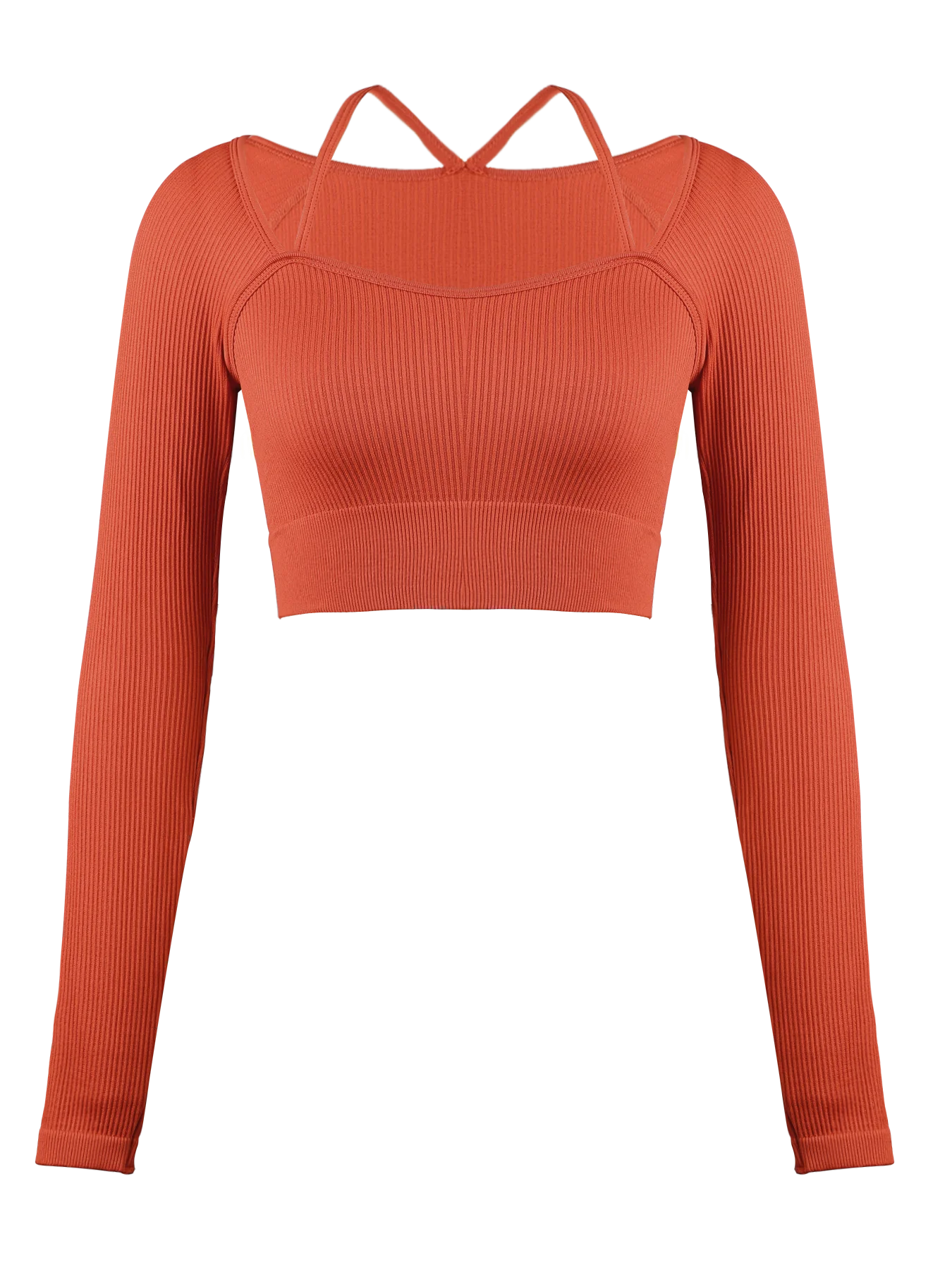 Women Screw Thread Small Sling Long Sleeve Fitness Crop Top Running Slim Fit Comfortable Sports Yoga Casual Fashion Tops.