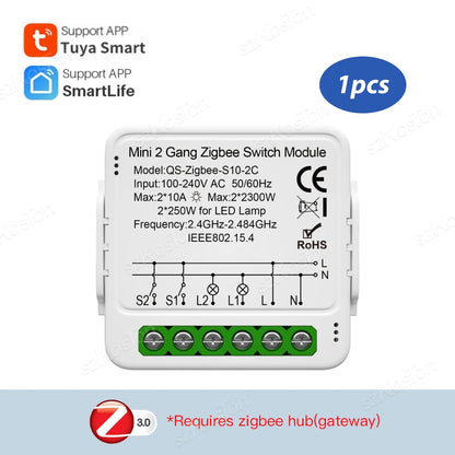 1/2/3 Gang Tuya ZigBee Smart Switch Modul Benötigt Neutralleiter Smart Life App Automatisierung DIY Breaker Funktioniert mit Alexa Google Home.
