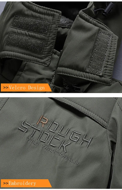 Winter Parka Men Windbreaker Fleece Thick Warm Fur Coats Male Retro Hooded Streetwear Overcoats Men's Windproof Jackets 6xl.