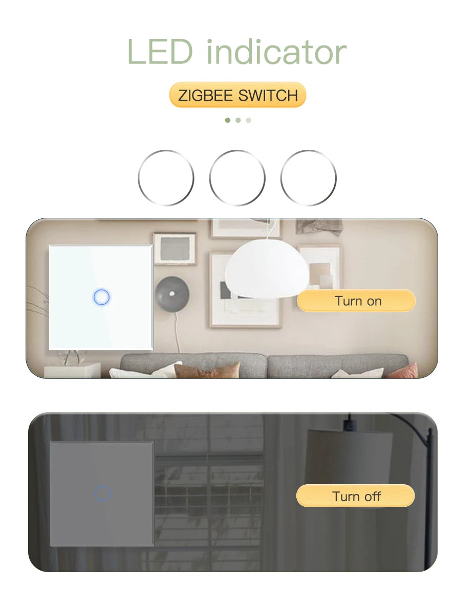 BSEED Smart Zigbee Schalter 1/2/3Gang 1Way Intelligente Touch Licht Schalter Wand Sensor Schalter Tuya Smart leben Google Alexa.