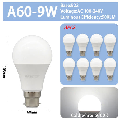 8PCS Led-lampe E27 B22 E14 220V GU10 Spot Licht 9W LED Glühlampe Retro Edison Vintage lampe AC 220V 110V Glas Lampen für Zuhause.