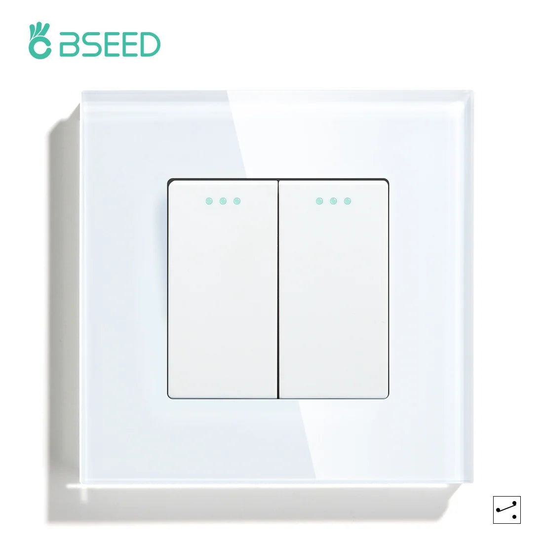 BSEED 1/2/3 Gang Wandschalter 2-Wege-Treppenlichtschalter Plus Typ-C USB-Buchse EU-Standard-Glasscheibe