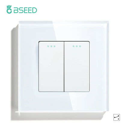 BSEED 1/2/3 Gang Wandschalter 2-Wege-Treppenlichtschalter Plus Typ-C USB-Buchse EU-Standard-Glasscheibe