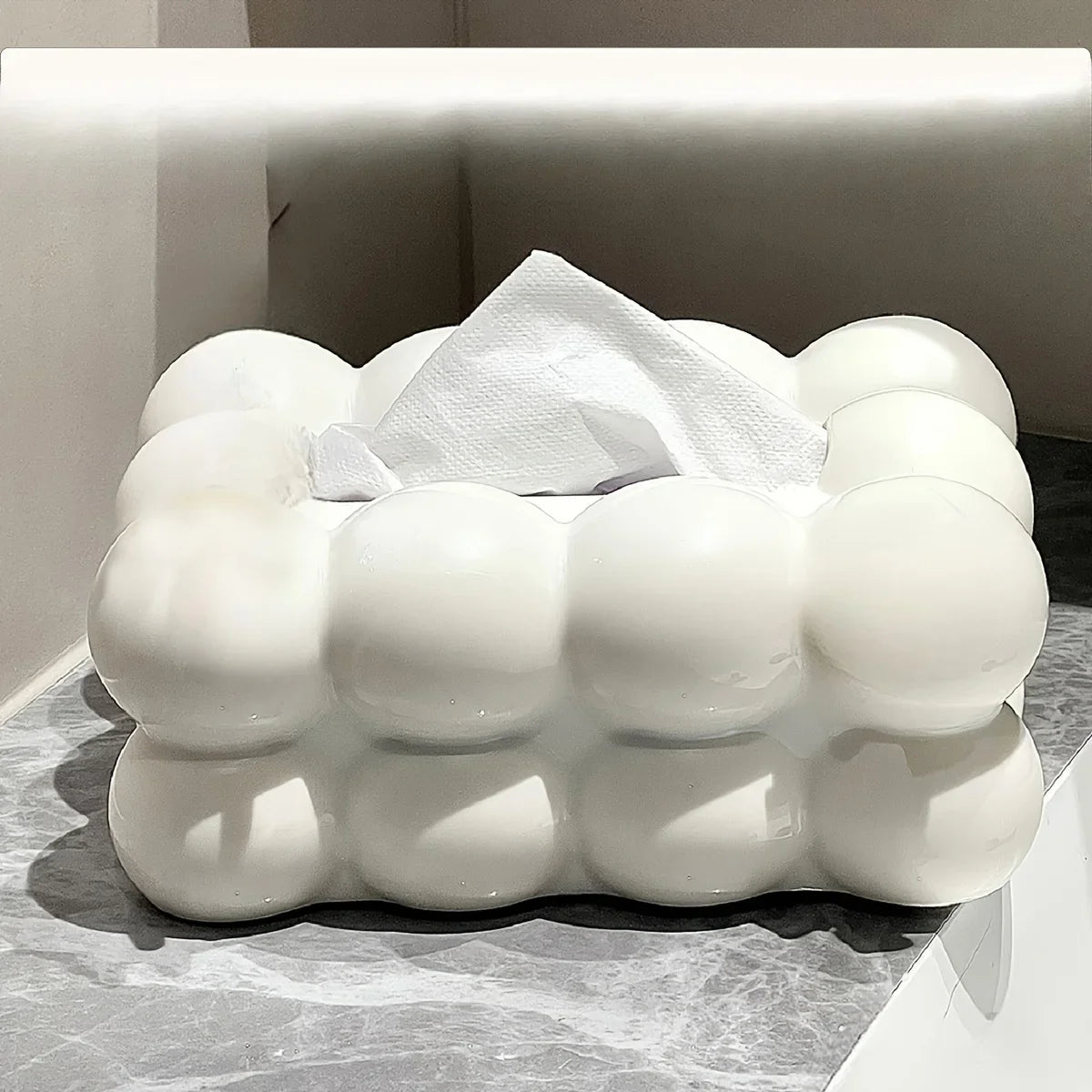 Chic Cloud-Shaped Tissue Holder Decorative Desktop Organizer for Living Room Durable Plastic Napkin Dispenser with Storage Box.