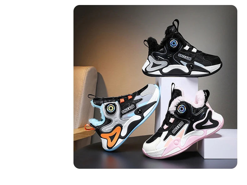 Children's Sneakers Boys Causal Kid Running Walking Shoes Fashion Warm Plush Girls Tennis Shoes Soft Walking Shoes.