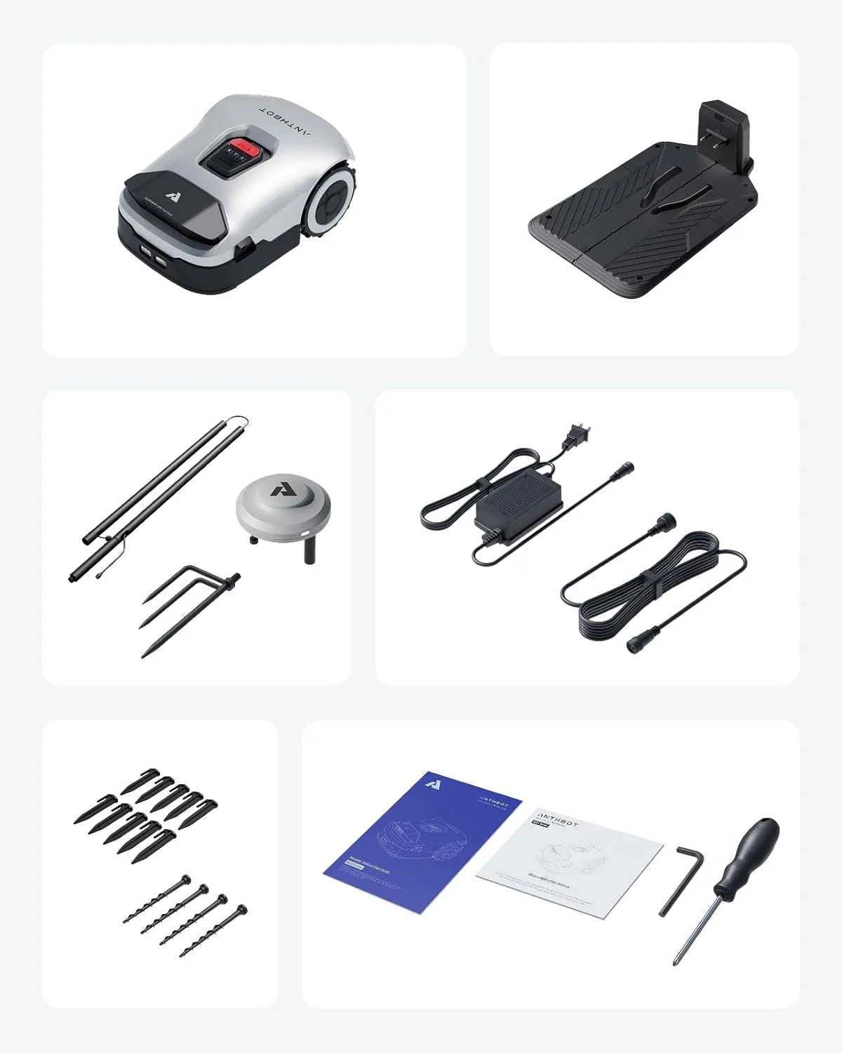 ANTHBOT Genie 600 AI kabelloser Roboter-Rasenmäher, max. 900 m2, Vollfrequenzband RTK + 4-kamera-Vision-Rasenmäherroboter