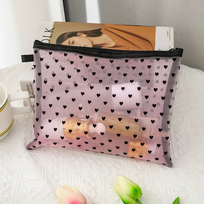 Women Mesh Cosmetic Bag Travel Storage Makeup Bag Organizer Female Make Up Pouch Portable Small Large Toiletry Beauty Case