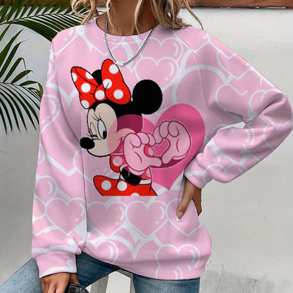 Damen-Sweatshirt mit Mickey-Mouse-Aufdruck, High-Street-Damen-Hoodie, Kleidung mit Y2K-Muster, lässiger Rundhalspullover.