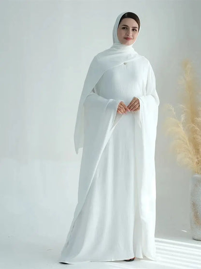 Ramadan Eid Baumwolle Leinen Khimar Abaya Set Dubai Muslim Sets Hijab Kleid Kaftan Abayas Kaftan Marocain Femme Vestidos Para Mujer