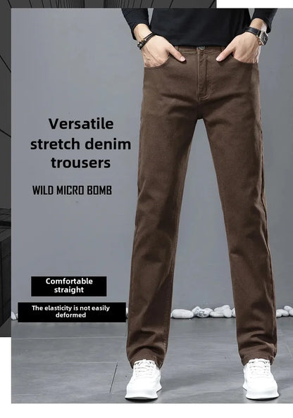 2024 herbst/Winter Neue männer Jeans Business Lose-Fit Gerade Bein Hohe Taille Baumwolle Casual Trendy hosen.
