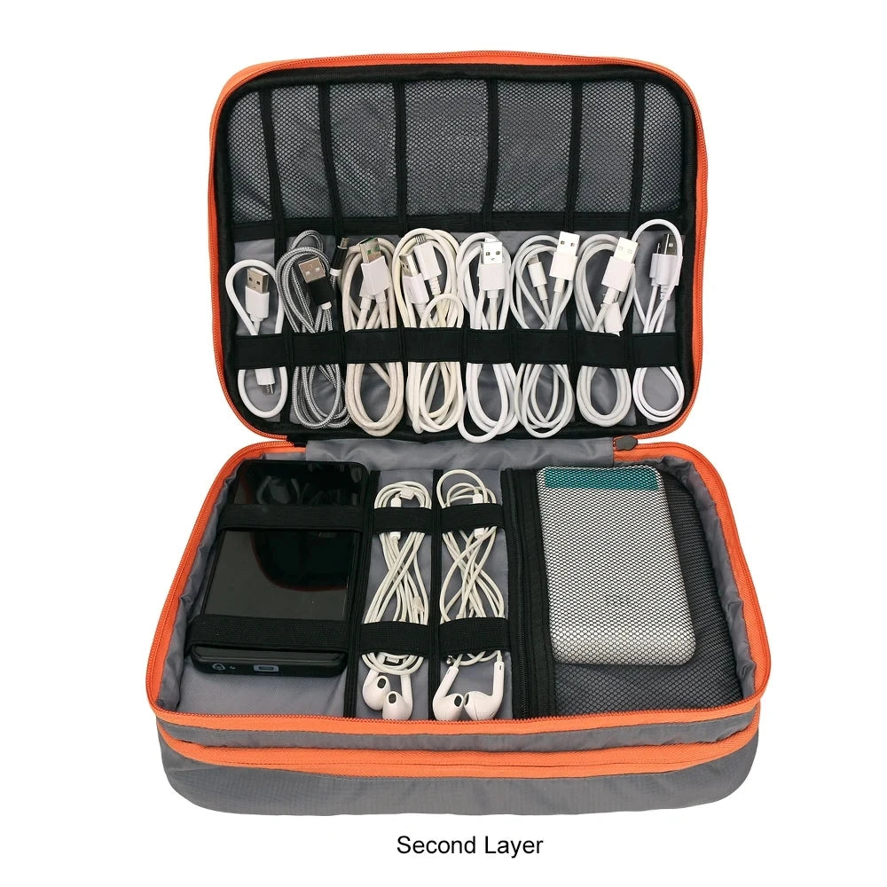 Multi Layer Cable Storage Bag, Electronic Accessories Organizer, Portable Travel Cable Organizer Case for iPad cable Charger.