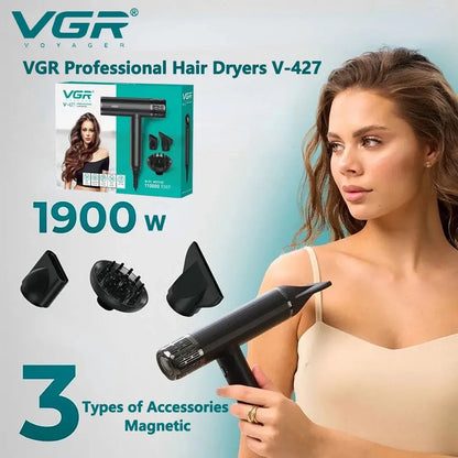 VGR Hair Dryer Professional Air Blower Brushless Motor Hair Dryer Machine 110000 RPM Negative Ion Hair Styling Blow Dryer V-427