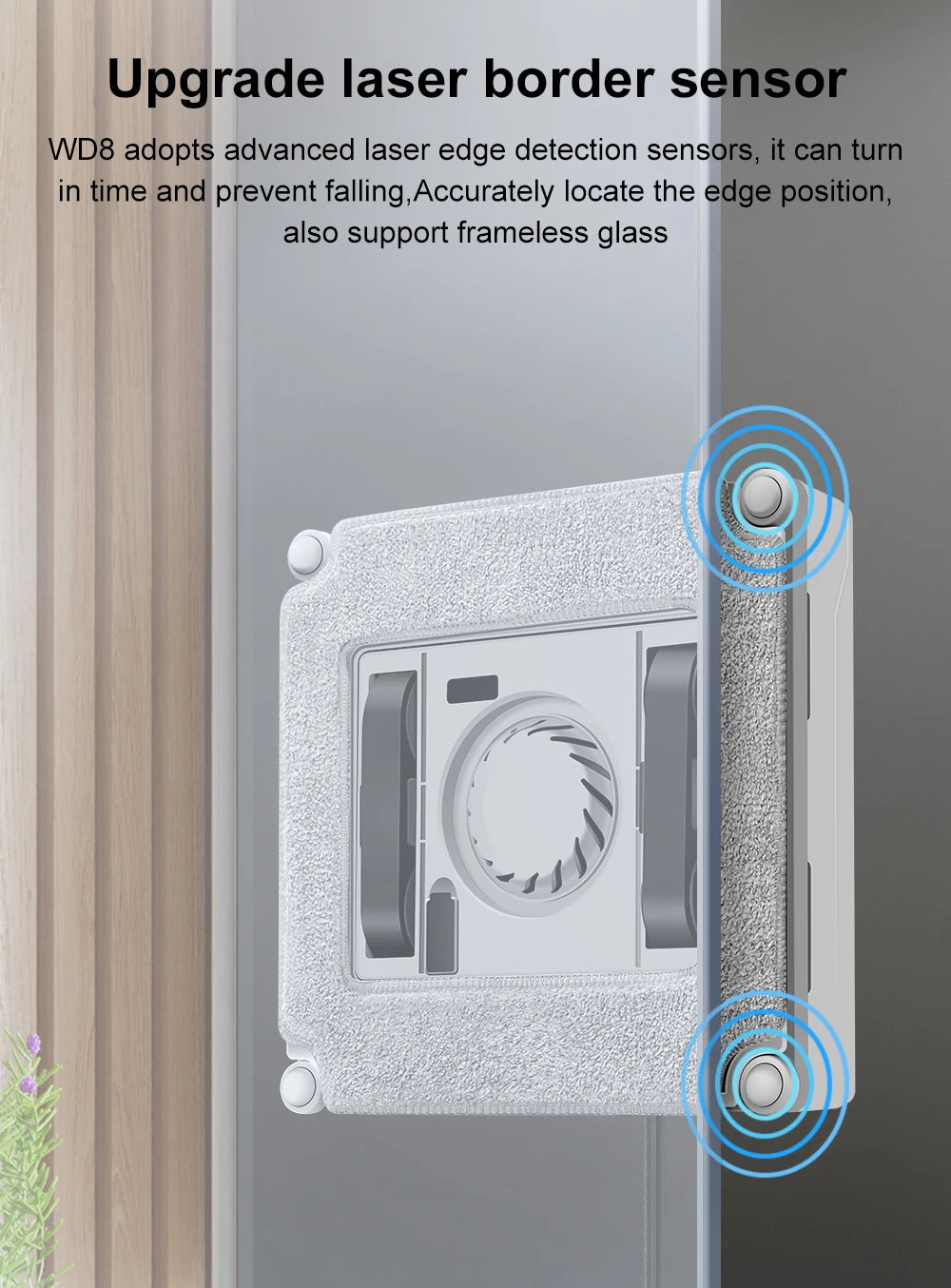 ABIR WD8 Robot Window Vacuum Cleaner,Dual Water Spray,Laser Sensor,Smart Home Glass Wall Wet Dry Cleaning ,APP&Remote Control.