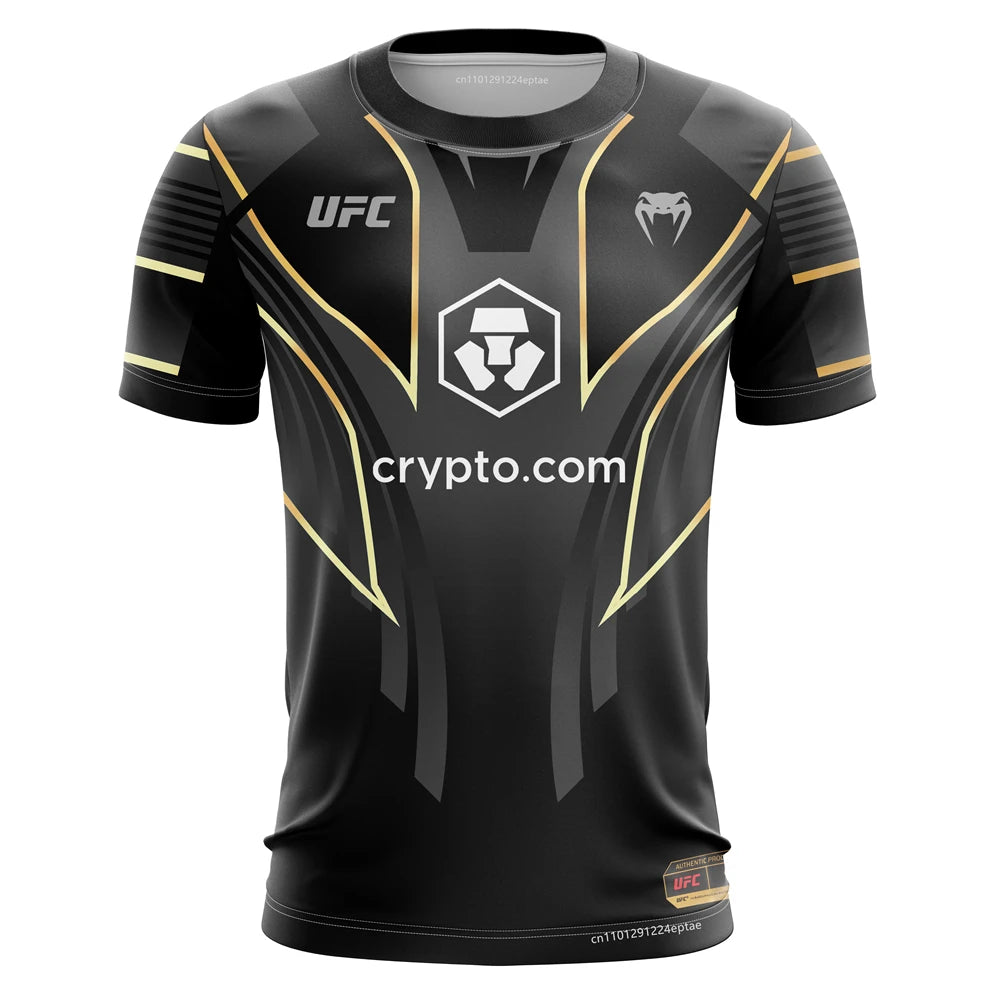 Men's Training UFC Breathable Sportswear T-shirts Outdoor Male Leisure Short-Sleeved Jersey Boys Running Fitness Tops.