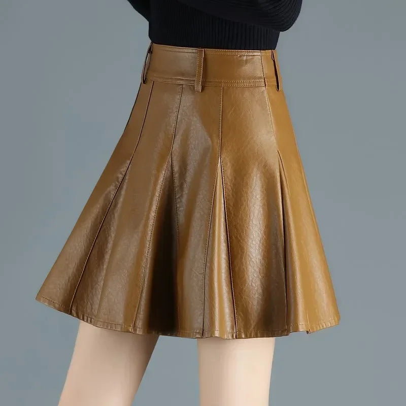 Woman Skirts Elegant Plus Size New Fashion Korean Style Genuine Real Leather Skirts High Waist Mini Skirt Womens Sexy Skirt.