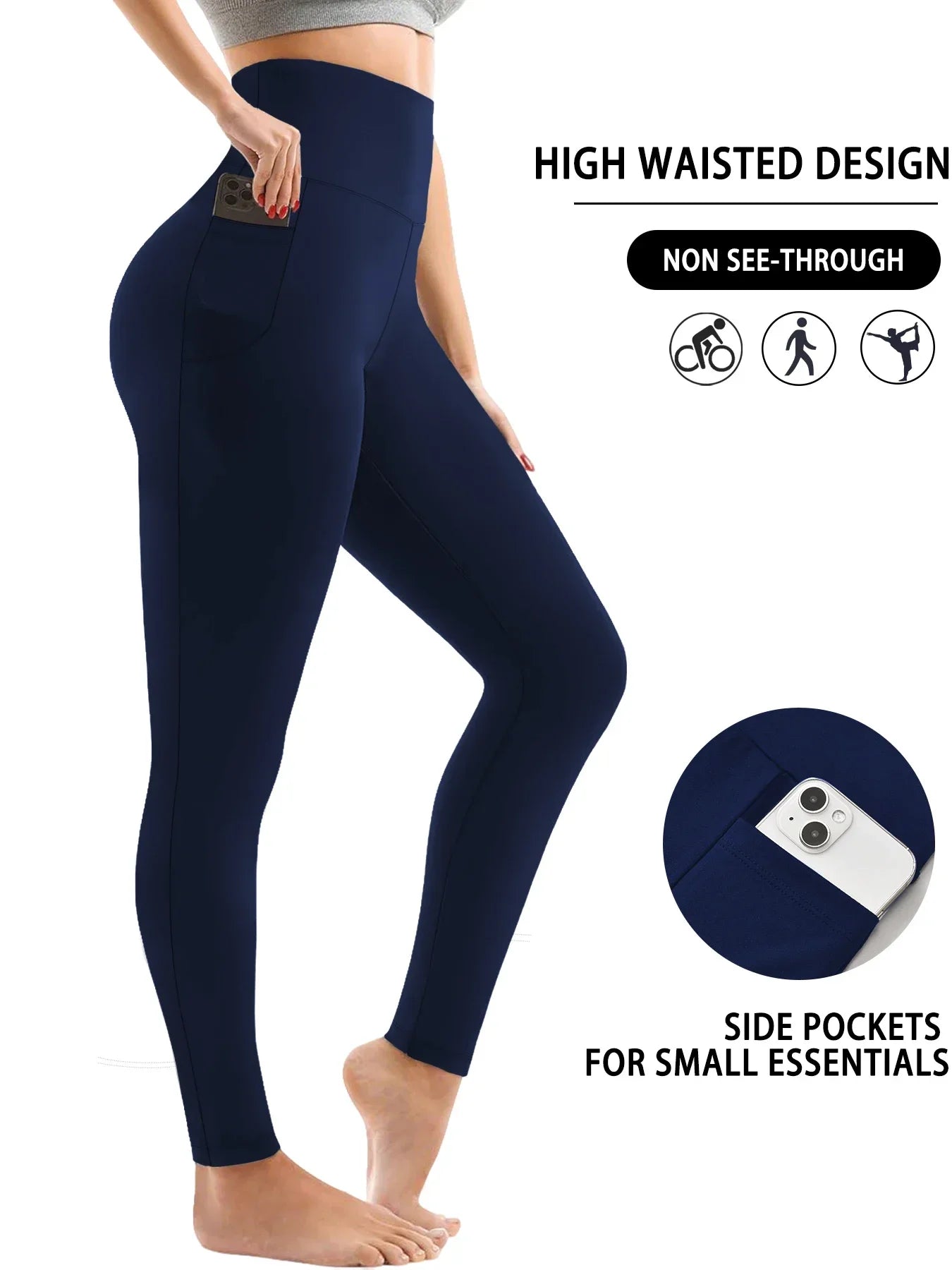 Super Soft Sports Leggings With Pockets For Women High Waisted Workout Yoga Running Push Up Gym Fitness Tight Pants Women's.