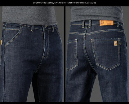 28-40 Large Size Winter Men Plush Thick Fleece Trouser Lambswool Thermal Jeans Casual Pants Windproof Warm Cotton Denim Pants.