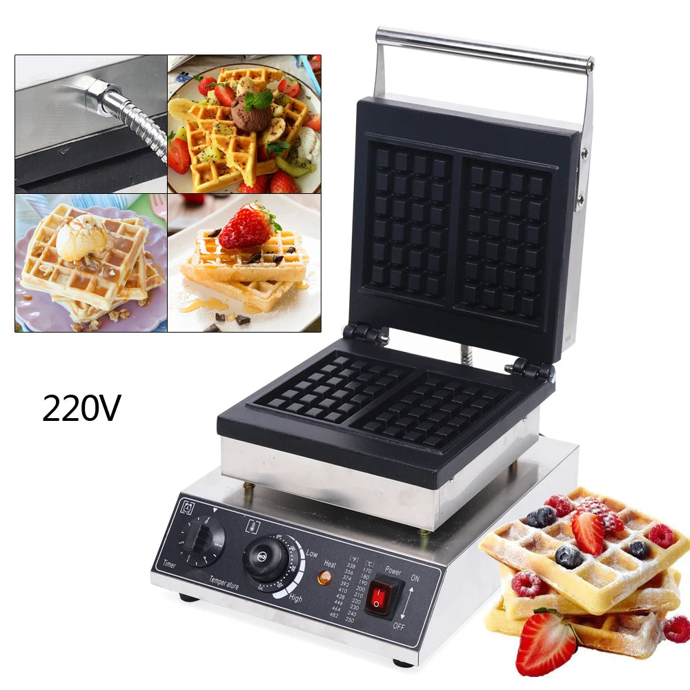 Waffle Maker Non-stick Electric Grill 1500 W Commercial Waffle Maker Made of Stainless Steel 2 Grid Shape.