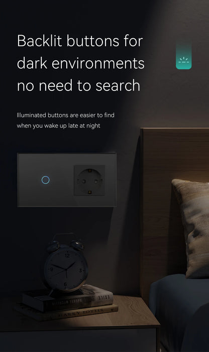 Bseed EU-Standard 1/2/3 Gang Licht-Touch-Schalter Home Wandschalter Graues Glas Sensorschalter Typ-C USB-Stromladebuchsen.