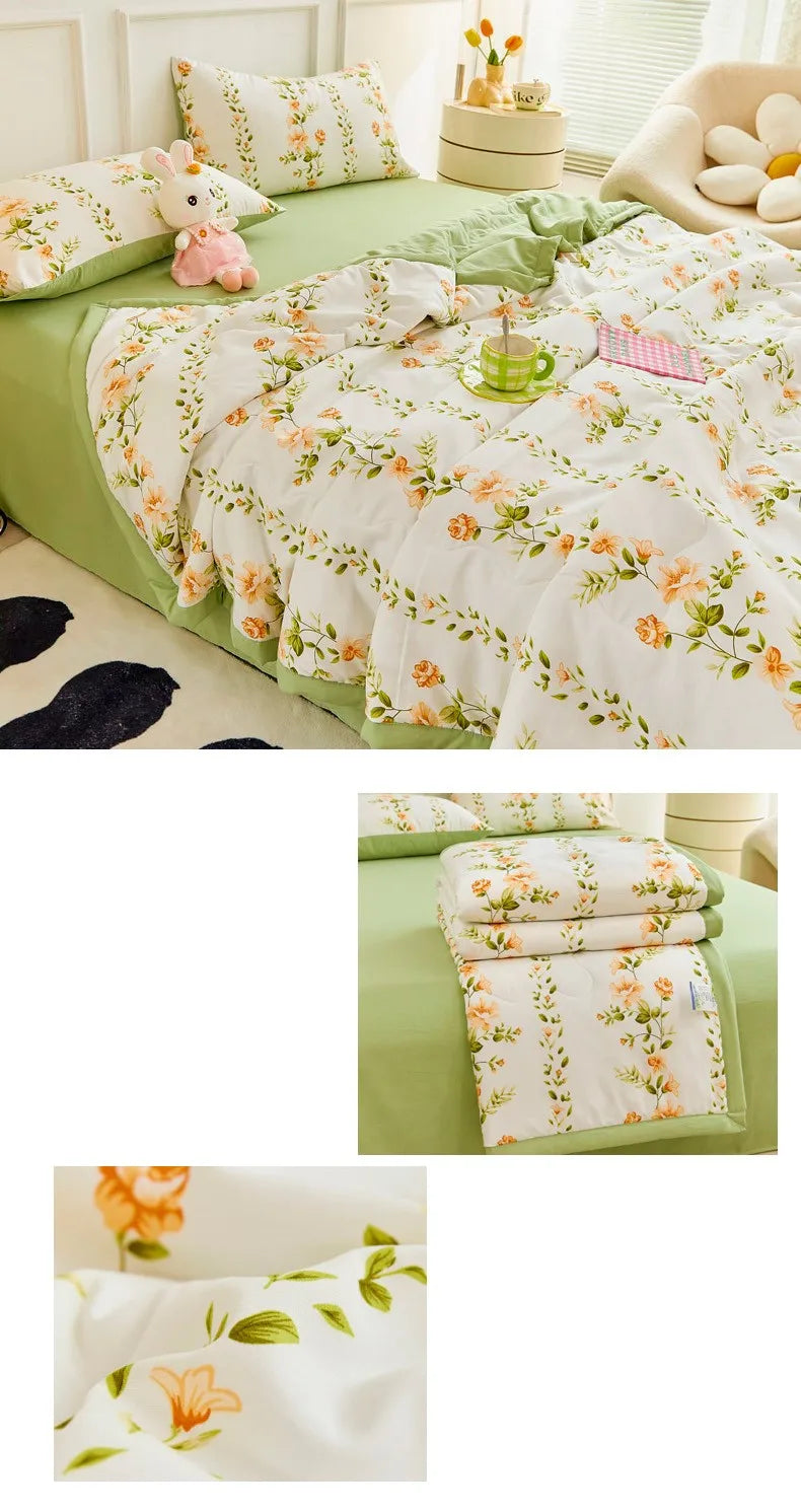 1pc Thin Duvet for Summer Quilt Single/Double/Queen Size Comforter Printed Blanket Home Soft Bedspread edredones (No Pillowcase).
