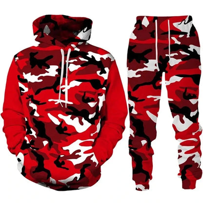 2024 New Camouflage Hoodie Pant Suit 3D Printed Casual Men Women High Quality Tracksuit Outfits Fashion Men's Clothing 2pcs Sets.