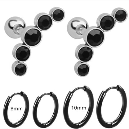 Cyrstal Tragus Stud Earrings Set Cluster Helix Piercing Stud Bulk Cartilage Huggie Earring Hoops Ear Lobe Hoops Circle Jewelry.