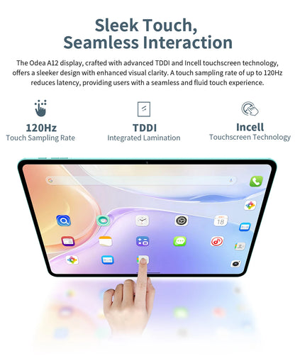 Odea A12 Android 14 Tablet, T606 8-core, 4GB+8GB RAM 128GB ROM, 12 inch 2000x1200 Display, 8000mAh, Widevine L1, 13MP Camera.