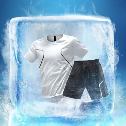 Plus Size Men's Quick-Drying Short-Sleeved Shorts Suit Sportswear Men's Leisure Sports Running Fitness T-Shirt Shorts Set men.