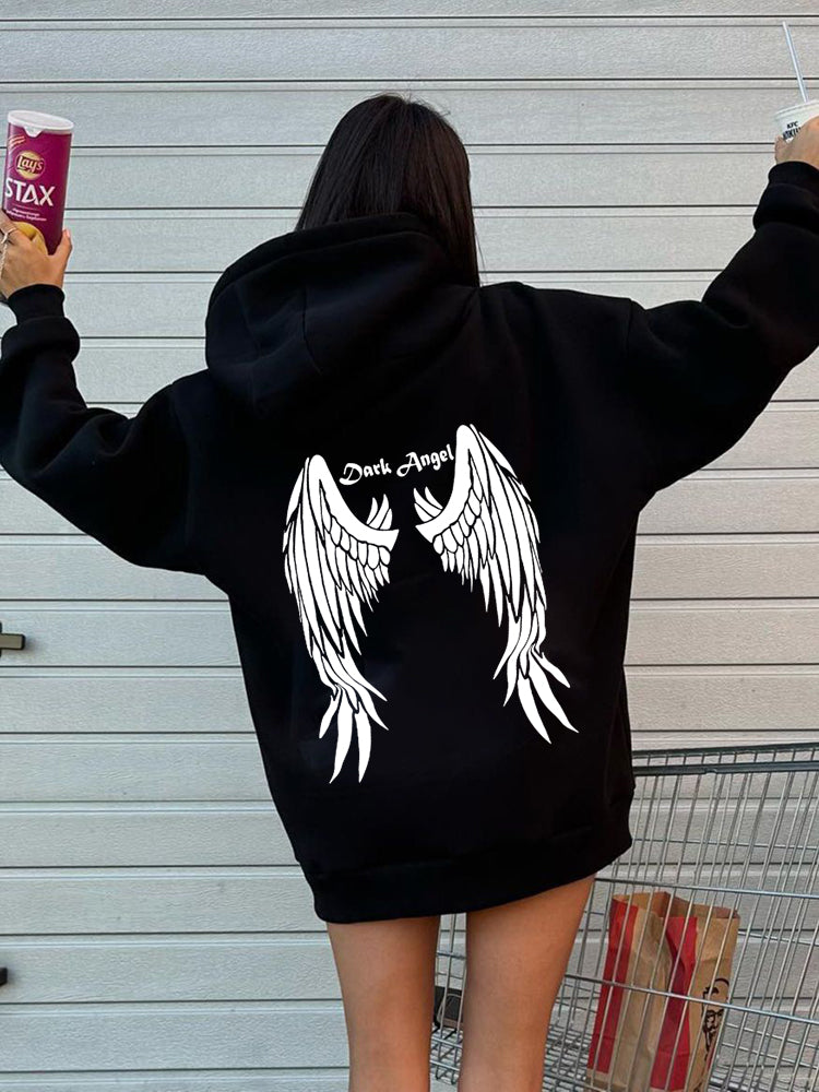 Blessyuki Herbst Winter Gothic Streetwear Print Hoodies Frauen neue lässige Retro gewaschen Plus Size Pullover weibliche Baumwolle Top.