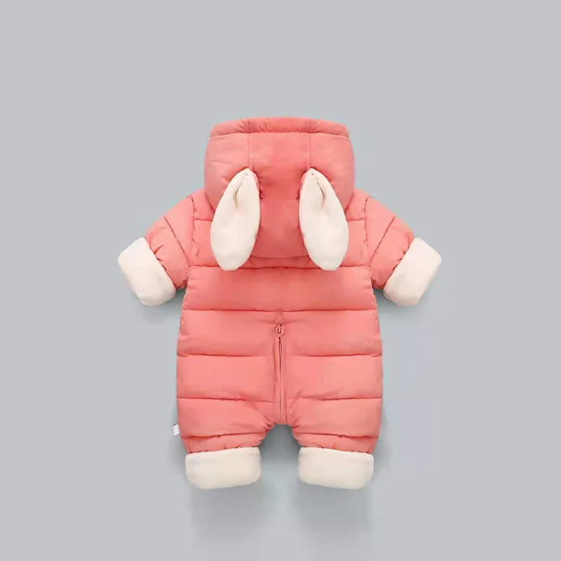 Winter Neue Baby Strampler Jungen Mädchen Patchwork Dicke Plus Samt Overalls Winddicht Mit Kapuze Overalls Schneeanzug Ein Stück Body