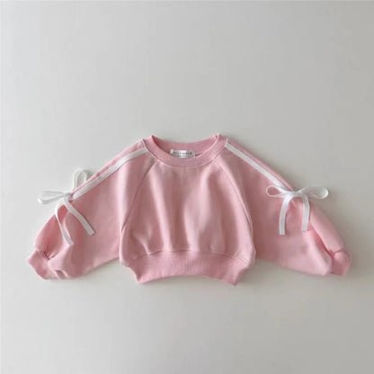 2024 Spring New Kids Clothing Sets Children Long Sleeve Suits Baby Girls Bow Sweatshirt+Pants 2Pcs Toddler Versatile Outfits.