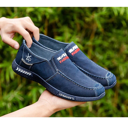 Denim Men's Canvas Shoes Slip on Sneakers Male for Summer 2025 New Outdoor Driving Moccasin Trendy Vintage Loafers Shoes for Men