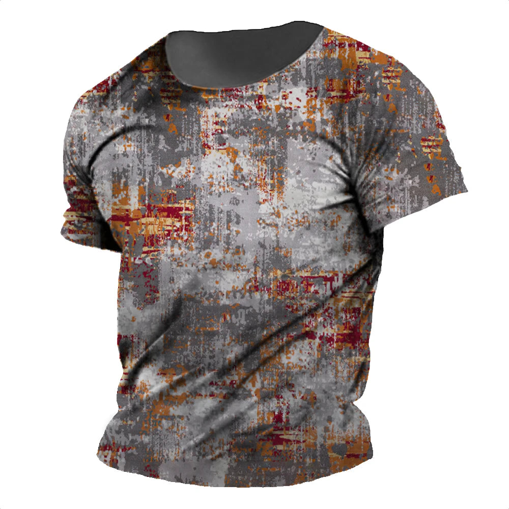 Vintage Printed Men's T-shirt Daily Striped Shirt Summer Round Neck Short Sleeve Tees Oversized Sweatshirt Male Cheap Clothing.