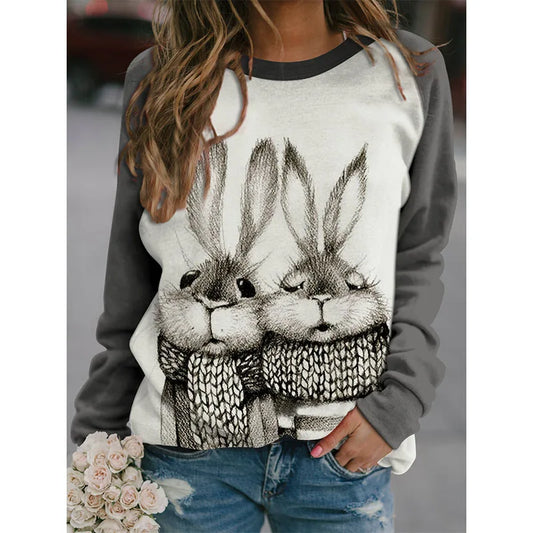 Colorful Dragonfly Hoodie Cute Rabbit 3D Print Sweatshirts Women Hoodies Streetwear Oversized Harajuku Pullovers Woman Clothing.