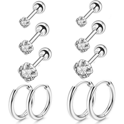 Cyrstal Tragus Stud Earrings Set Cluster Helix Piercing Stud Bulk Cartilage Huggie Earring Hoops Ear Lobe Hoops Circle Jewelry