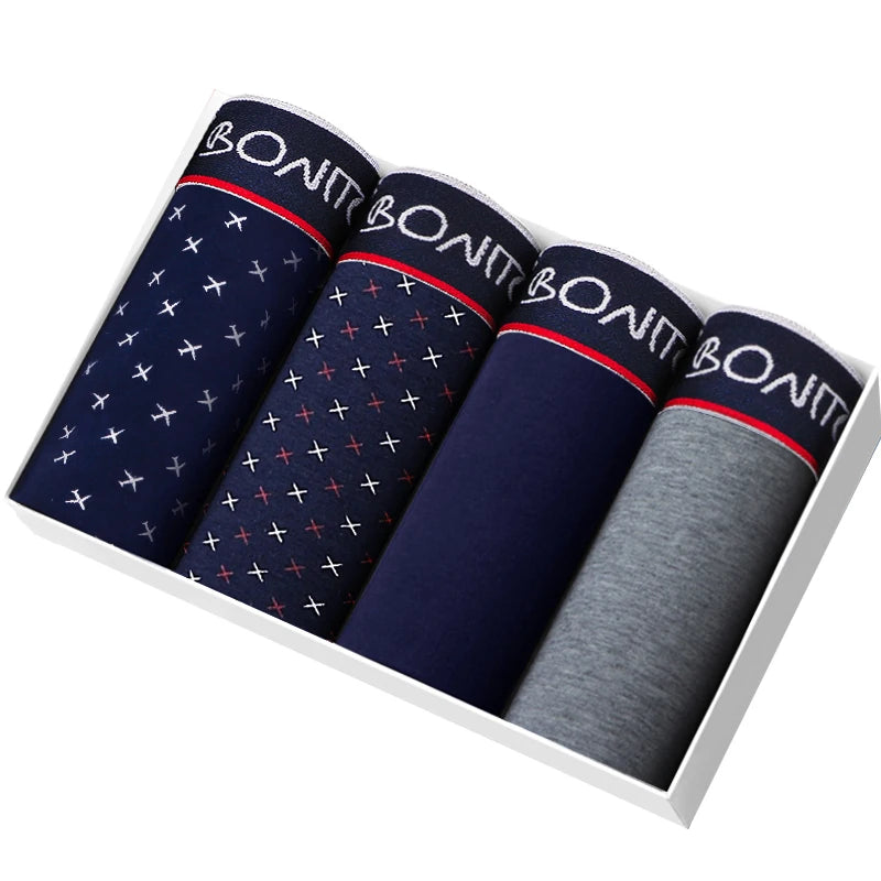 4 stücke Boxer Shorts Schlüpfer der Männer Homme Unterhose Boxershorts Unterwäsche für Mann Baumwolle Männliche Paar Sexy Set Calecon Lot weiche Box
