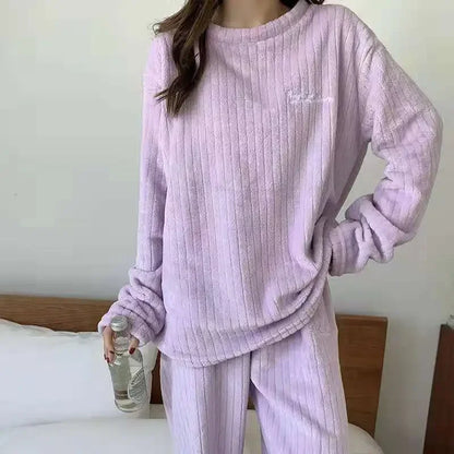Winter frauen Neue Pyjamas Korallen Samt Casual Pyjamas Gepolsterte Loungewear Loungewear Sets Warme Kleidung Für Herbst Und Winter